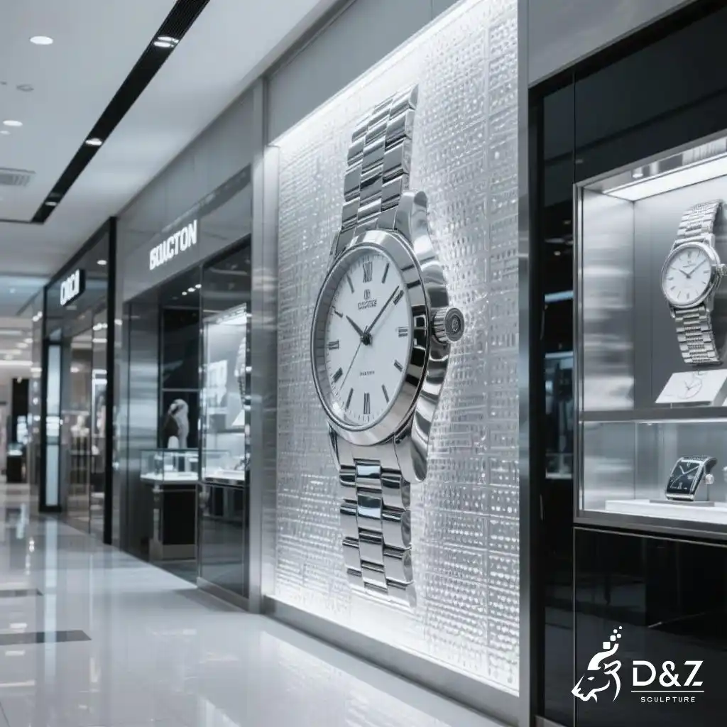 Large Metal Wrist Watch Sculpture | Luxury Art for Mall DZN237-3 Large Metal Wrist Watch Sculpture | Luxury Art for Mall DZN237-3