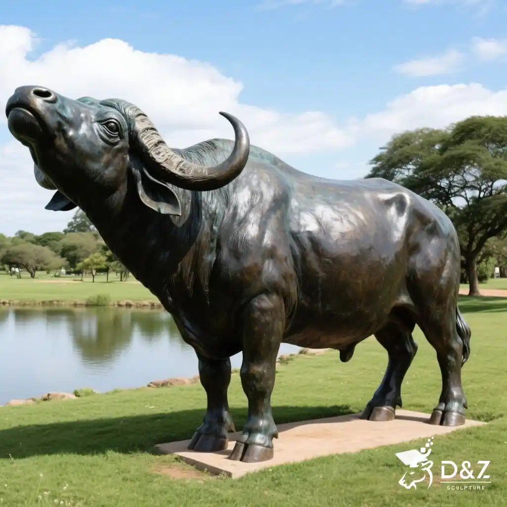 Large Bronze Buffalo Statue | Outdoor Wildlife Art DZN238 Large Bronze Buffalo Sculpture | Outdoor Wildlife Art DZN238-3