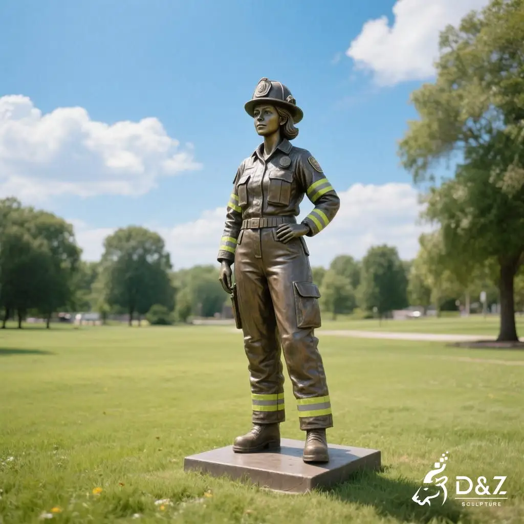 Life-size Bronze Female Firefighter Statue for Sale DZN193-3 Life-size Bronze Female Firefighter Statue for Sale DZN193-3