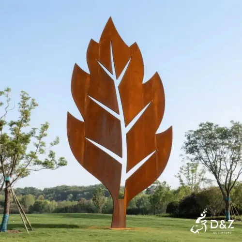 Large Corten Leaf Silhouette Metal Sculpture for Sale DZN193-3