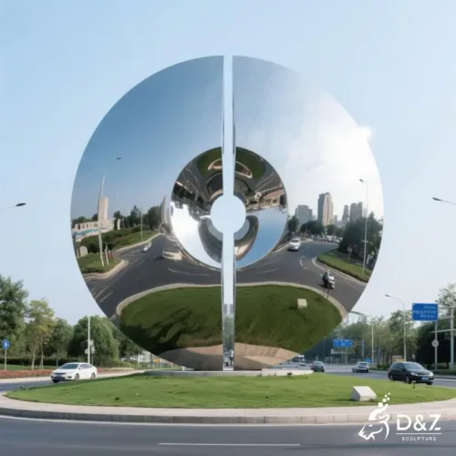 Circular Metal Disc Sculpture | Urban Landmark Art DZN246-3