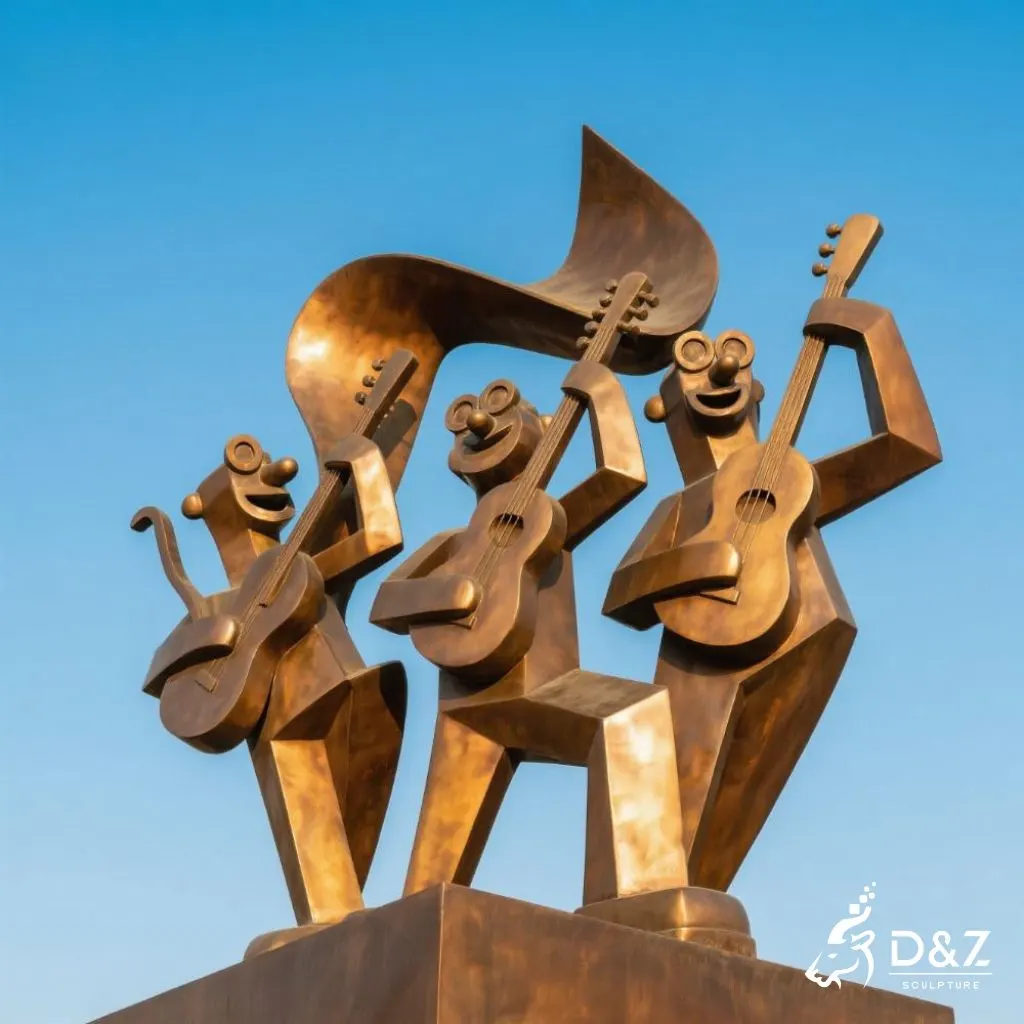 Large Bronze Funny Musician Statue | Outdoor Band Art DZN189-4