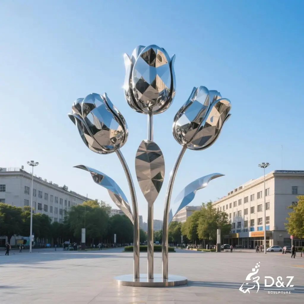 Large Metal Tulip Sculpture | Modern Garden Flower Art DZN205 Large Metal Tulip Sculpture | Modern Garden Flower Art DZN205-4