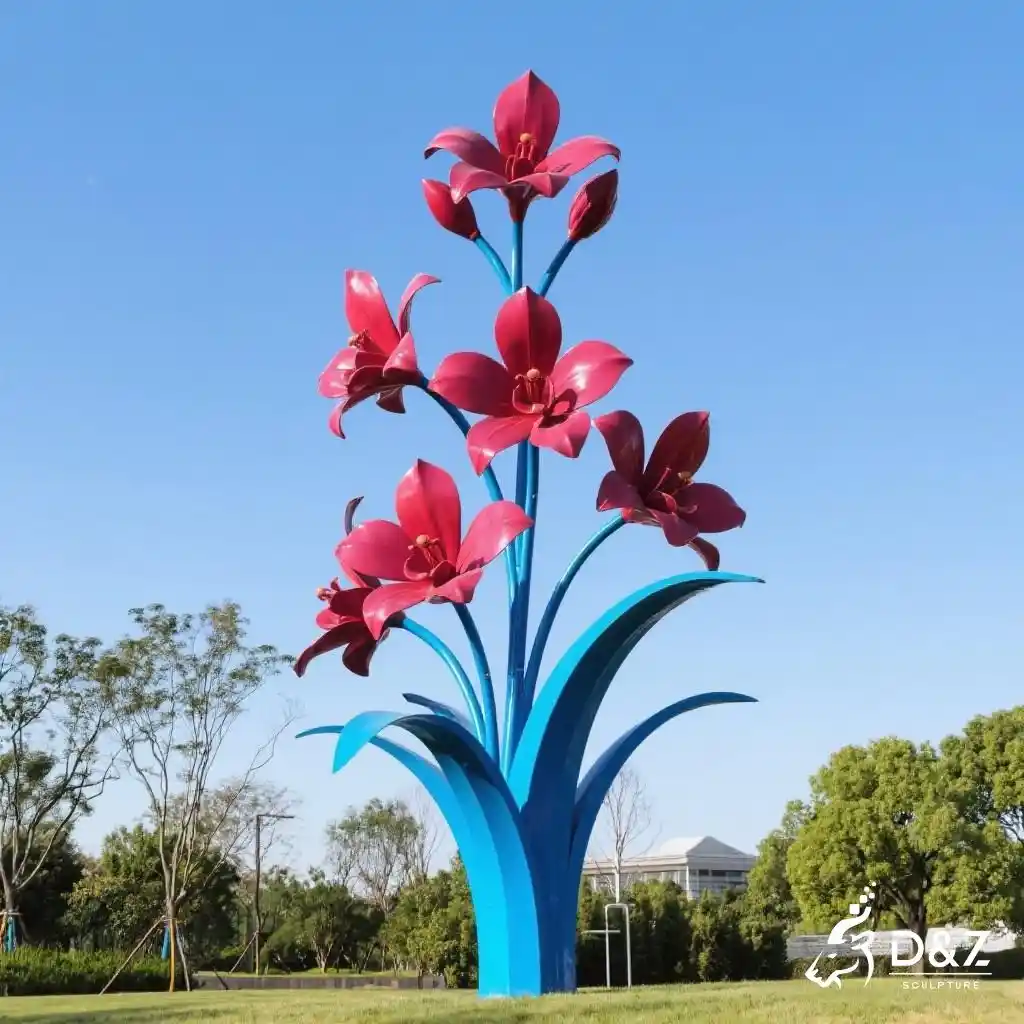 Beautiful Metal Orchid Sculpture | Large Outdoor Flower Decor DZN211 Beautiful Metal Orchid Sculpture | Large Outdoor Flower Decor DZN211-4