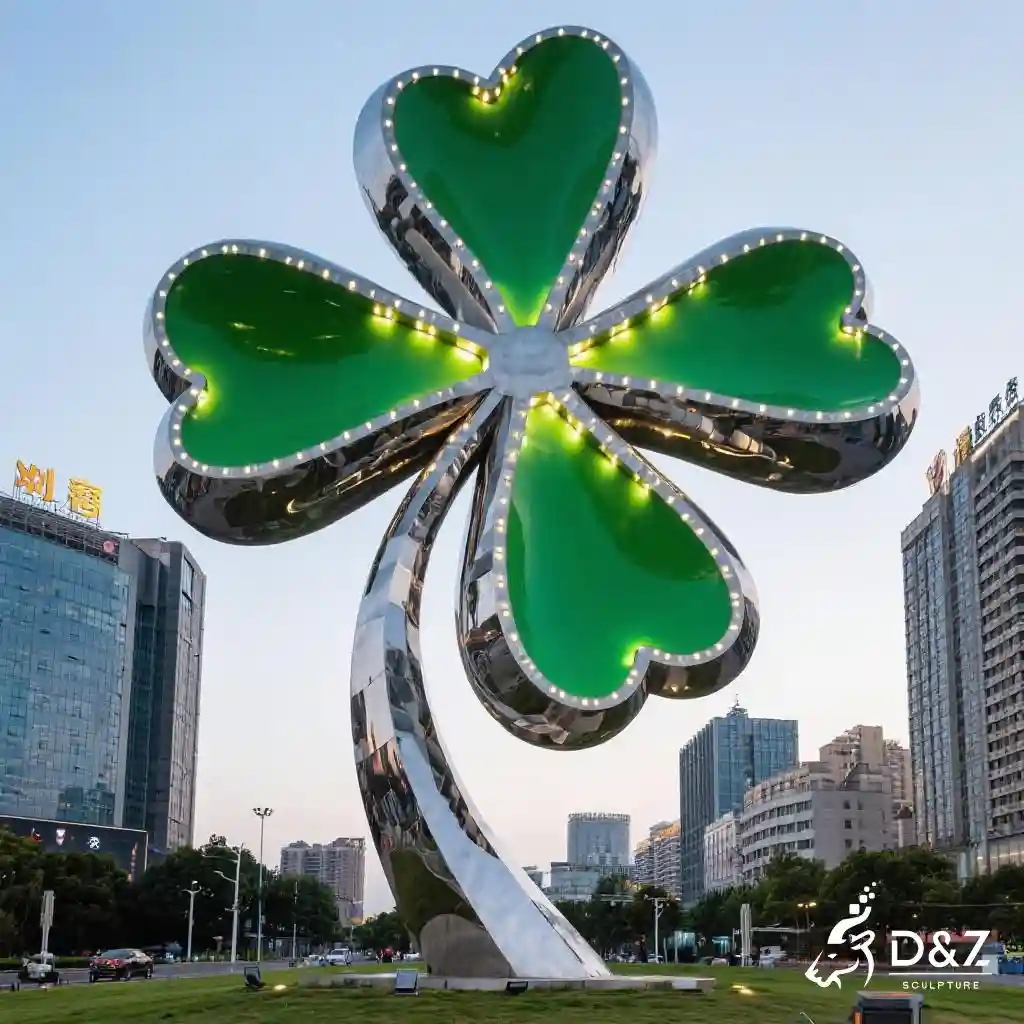 Large Metal Clover Sculpture | Four-leaf Clover Landmark DZN214-4
