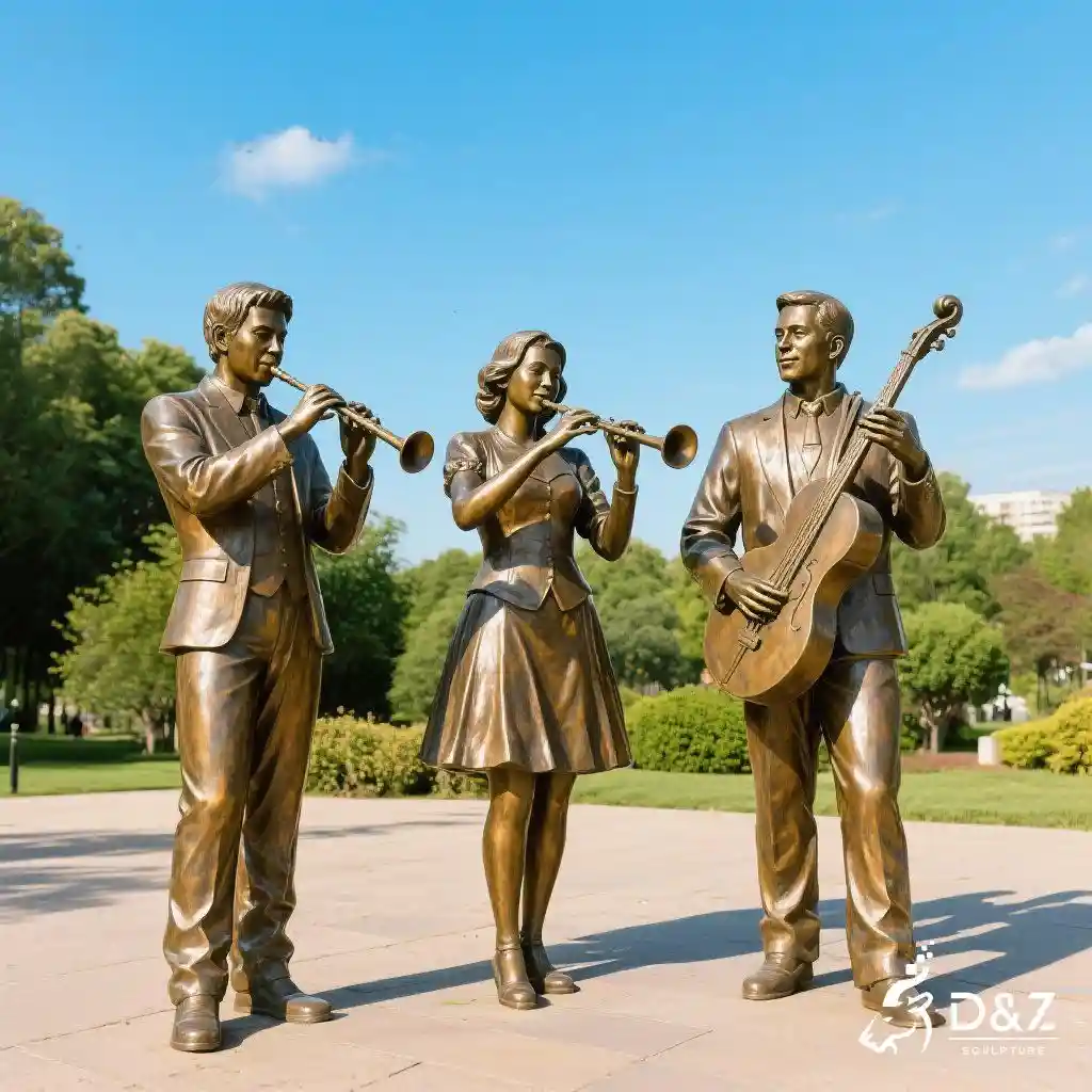 Life-Size Bronze Musician Statues for Sale | Outdoor Music Art DZN191-4