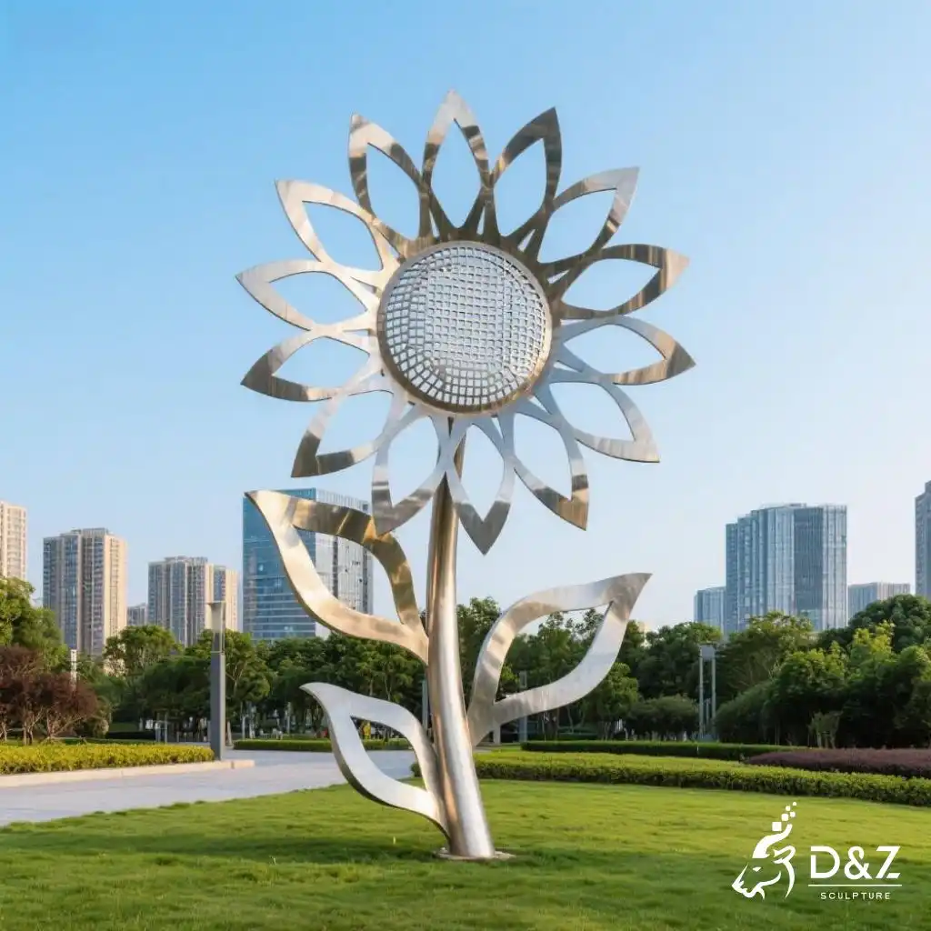 Geometric Metal Sunflower Garden Sculpture for Sale DZN221-3