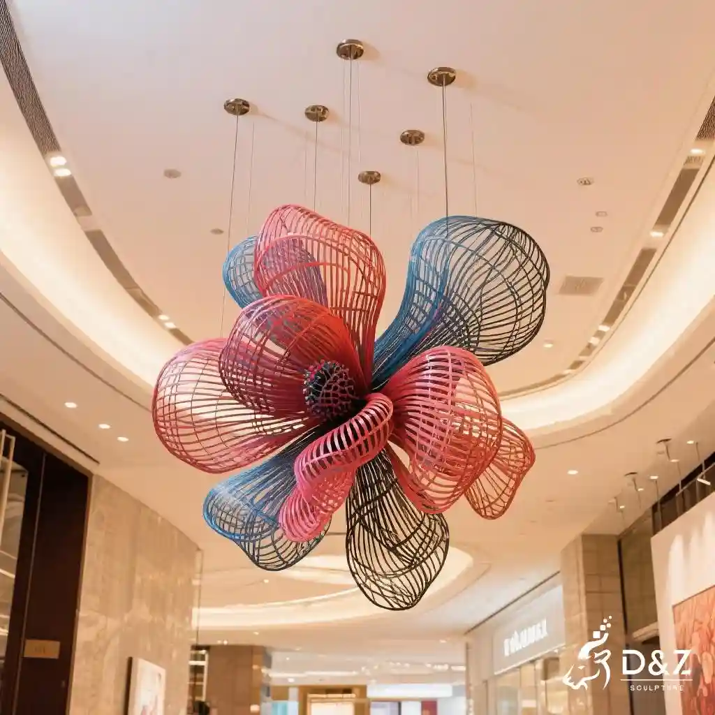 Large Wire Flower Sculpture | Modern Hanging Floral Art DZN232 Large Wire Flower Sculpture | Modern Hanging Floral Art DZN232-4