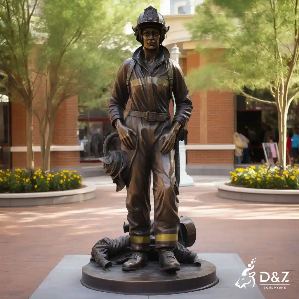 Life-size Bronze Female Firefighter Statue for Sale DZN193-4 Life-size Bronze Female Firefighter Statue for Sale DZN193-4