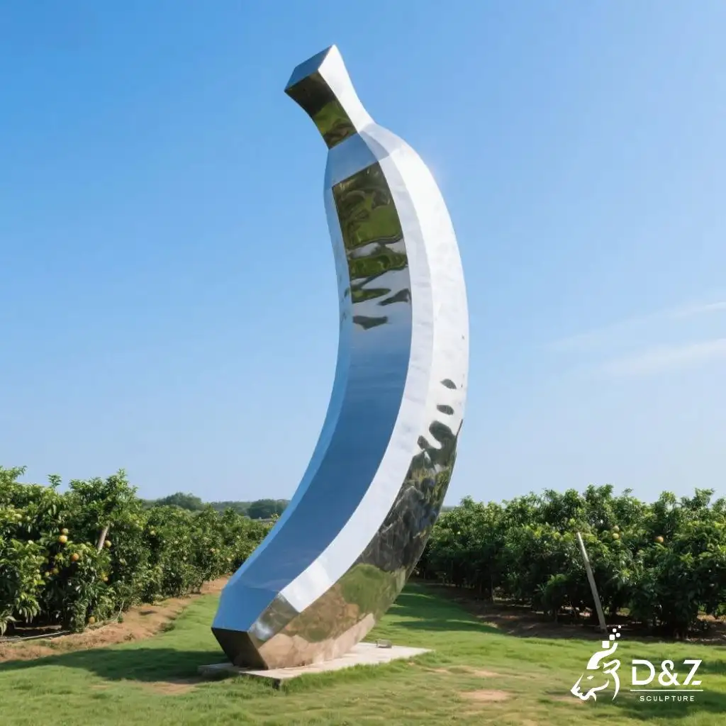 Metal Giant Banana Sculpture | Outdoor Geometric Fruit Decor DZN196 Metal Giant Banana Sculpture | Outdoor Geometric Fruit Decor DZN196-4
