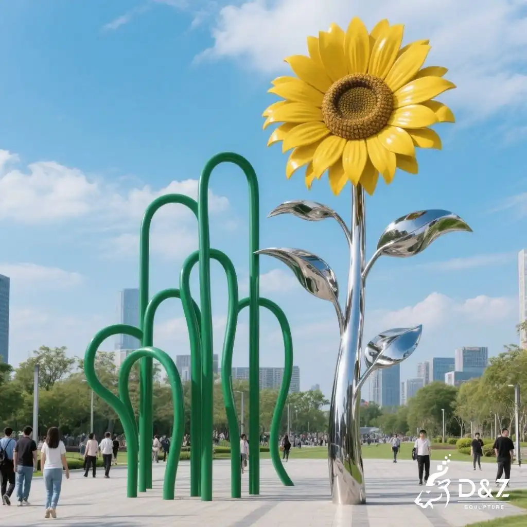 Large Metal Sunflower Sculpture for Garden Flower Art DZN199 Large Metal Sunflower Sculpture for Garden Flower Art DZN199-4