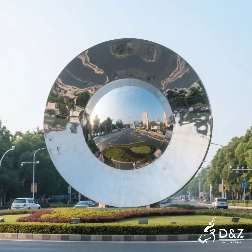 Circular Metal Disc Sculpture | Urban Landmark Art DZN246-4