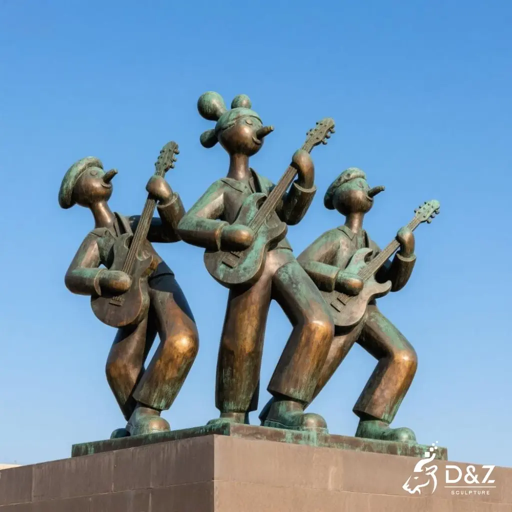 Large Bronze Funny Musician Statue | Outdoor Band Art DZN189-5