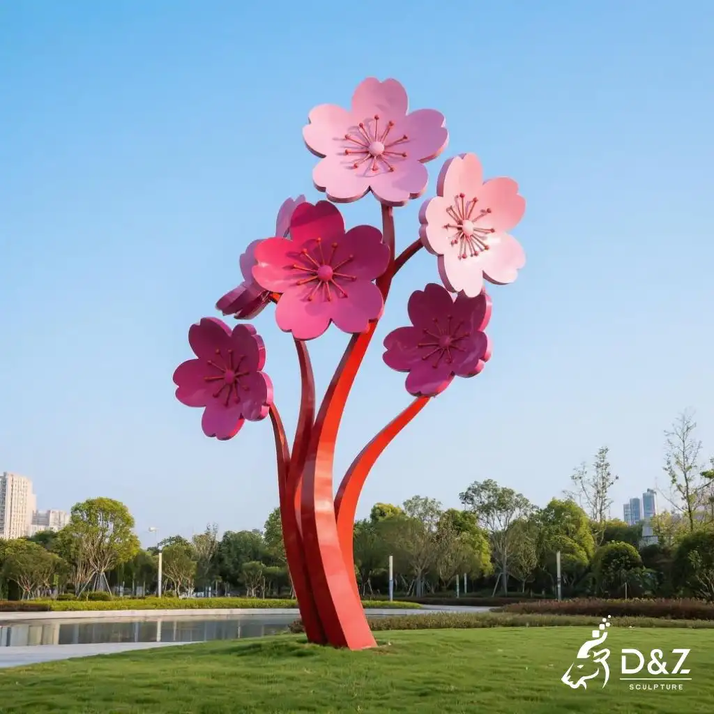 Metal Cherry Blossom Sculpture Outdoor Flower Decor for Sale DZN212 Metal Cherry Blossom Sculpture Outdoor Flower Decor for Sale DZN212-6