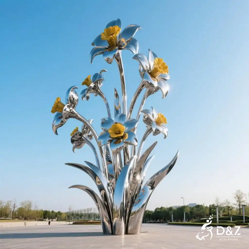Large Metal Narcissus Sculpture | Outdoor Flower Landmark DZN217 Large Metal Narcissus Sculpture | Outdoor Flower Landmark DZN217-5