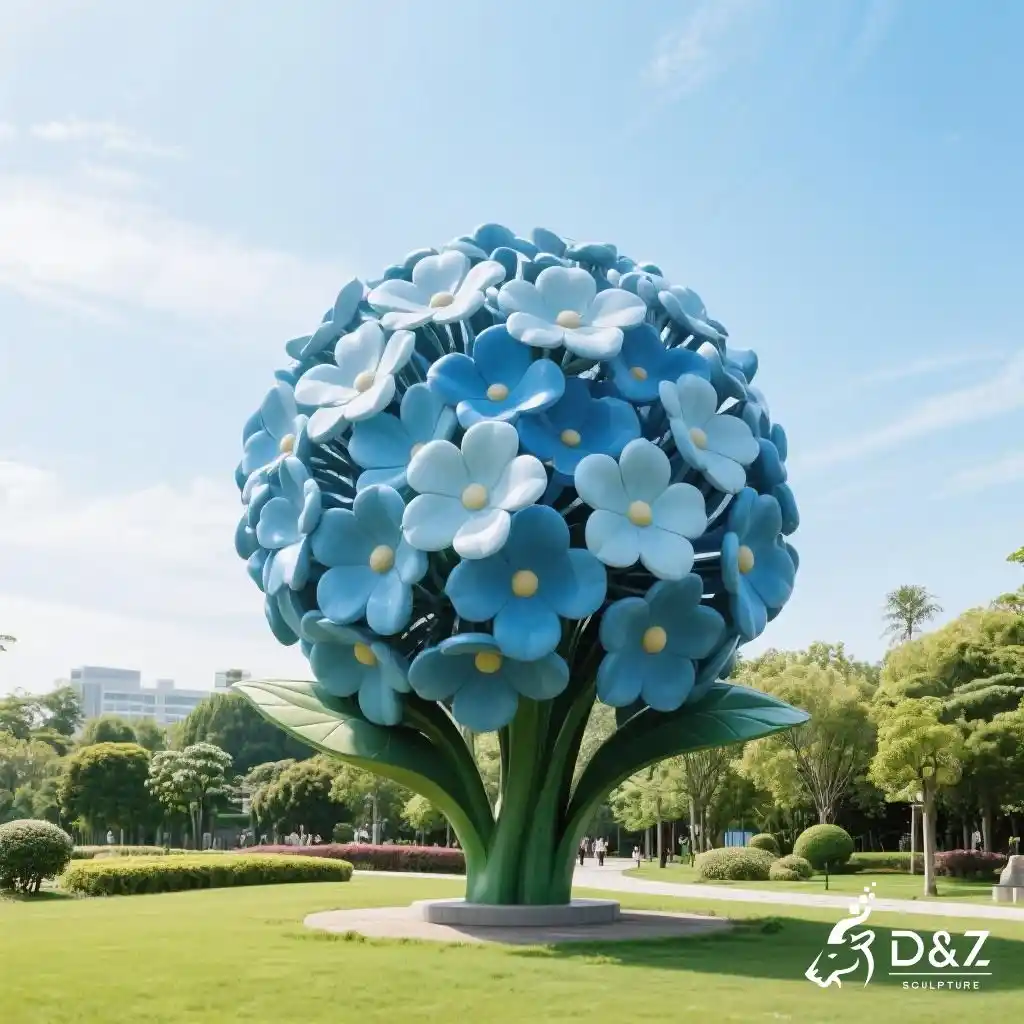 Large Metal Hydrangea Sculpture Garden Flower Decor for Sale DZN219 Large Metal Hydrangea Sculpture Garden Flower Decor for Sale DZN219-5