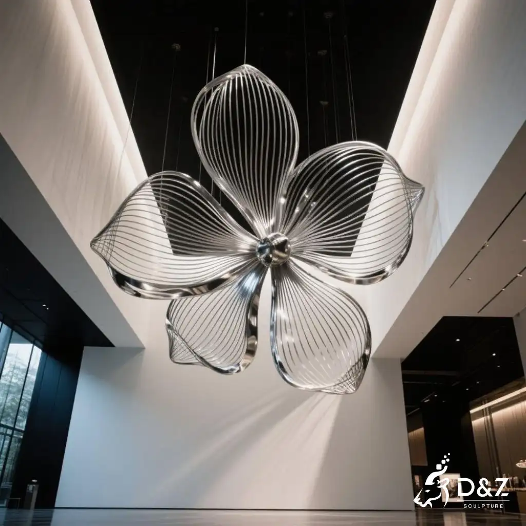 Large Wire Flower Sculpture | Modern Hanging Floral Art DZN232 Large Wire Flower Sculpture | Modern Hanging Floral Art DZN232-5