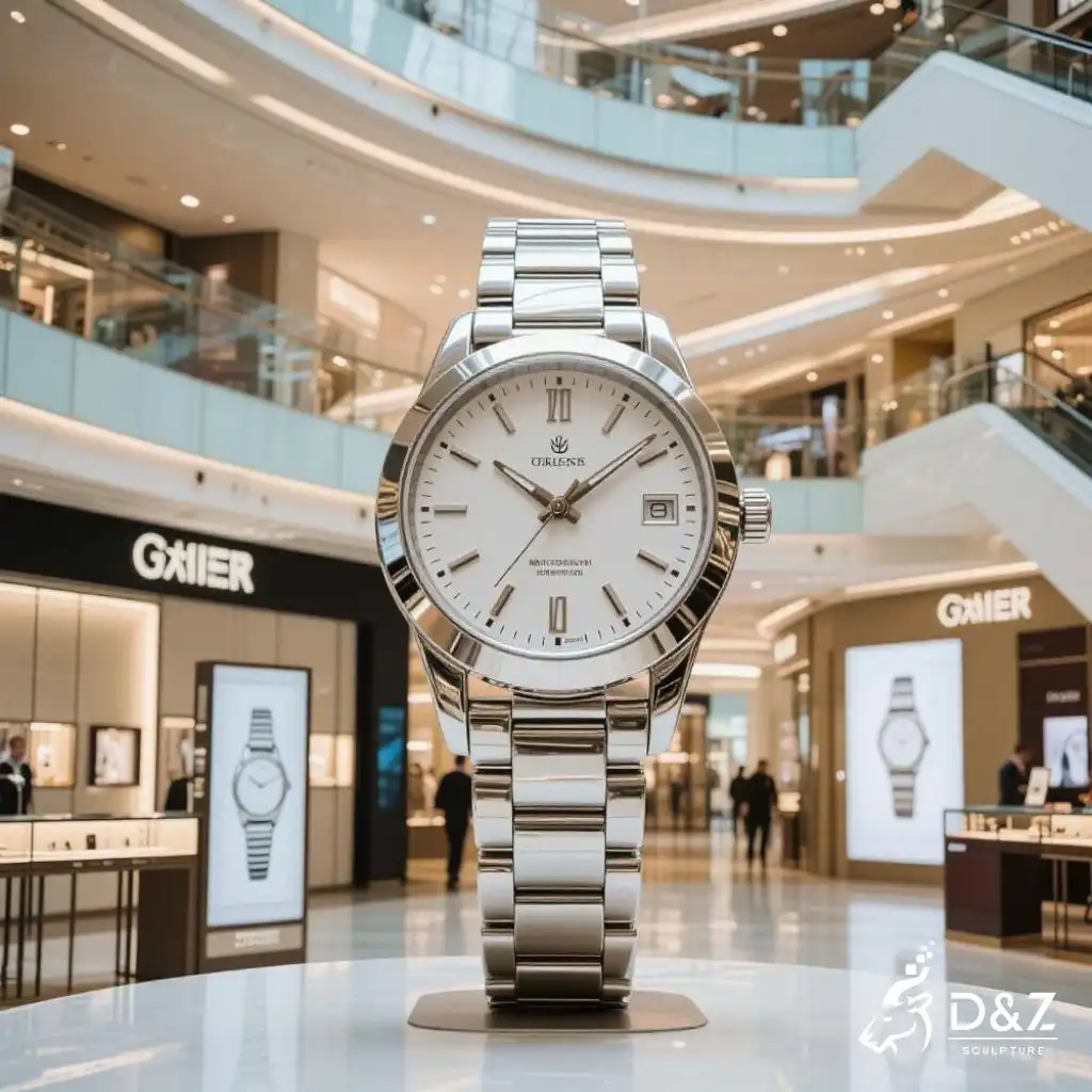 Large Metal Wrist Watch Sculpture | Luxury Art for Mall DZN237-5 Large Metal Wrist Watch Sculpture | Luxury Art for Mall DZN237-5