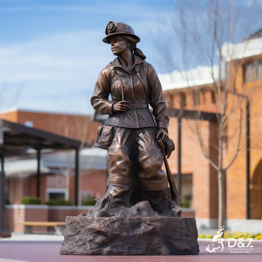 Life-size Bronze Female Firefighter Statue for Sale DZN193-5