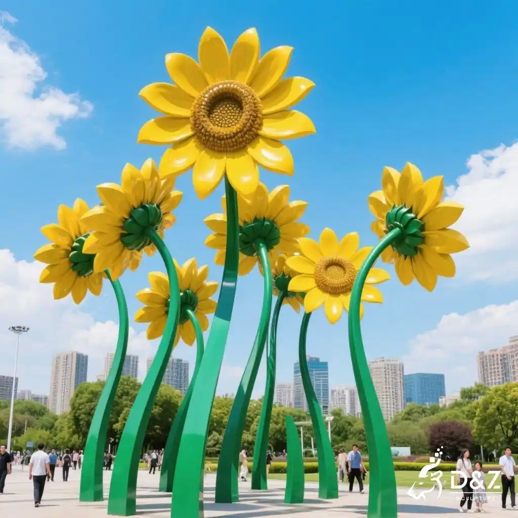 Large Metal Sunflower Sculpture for Garden Flower Art DZN199 Large Metal Sunflower Sculpture for Garden Flower Art DZN199-5
