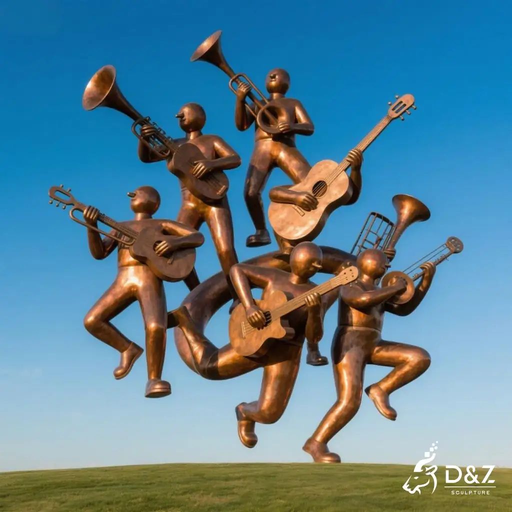 Large Bronze Funny Musician Statue | Outdoor Band Art DZN189-6