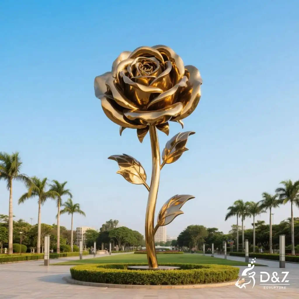 Metal Flower Rose Sculpture - Outdoor Floral Art DZN200-6