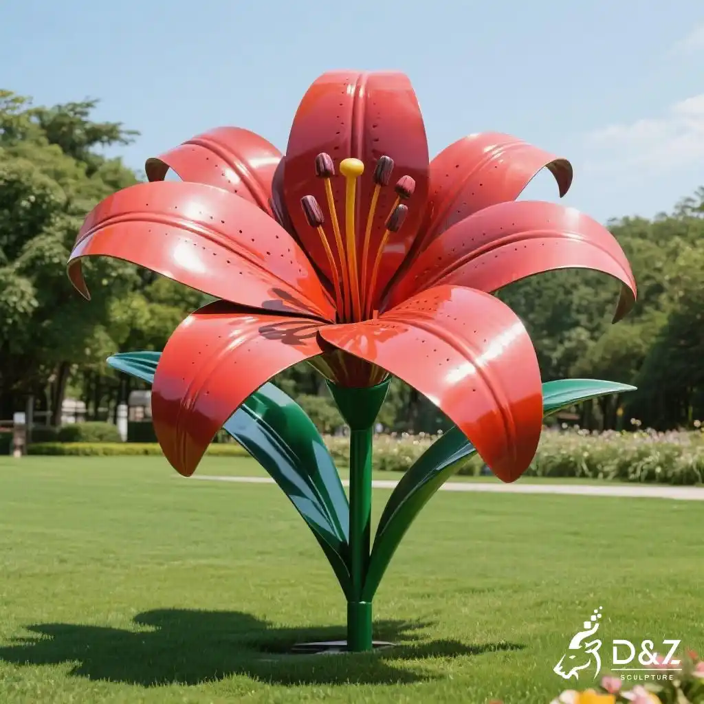 Large Stainless Steel Lily Sculpture for Garden DZN207 Large Stainless Steel Lily Sculpture for Garden DZN207-6