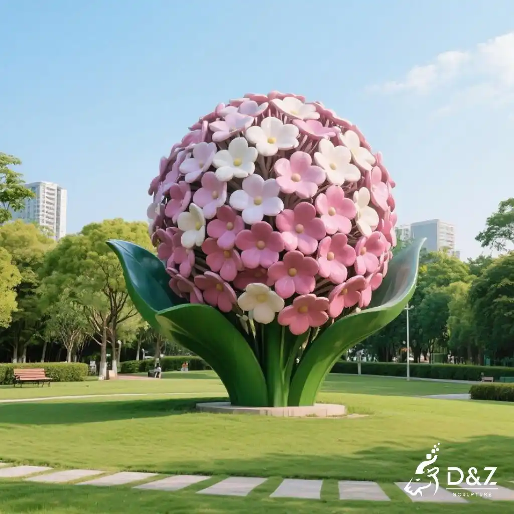 Large Metal Hydrangea Sculpture Garden Flower Decor for Sale DZN219 Large Metal Hydrangea Sculpture Garden Flower Decor for Sale DZN219-6