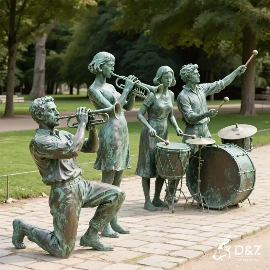 Life-Size Bronze Musician Statues for Sale | Outdoor Music Art DZN191-6