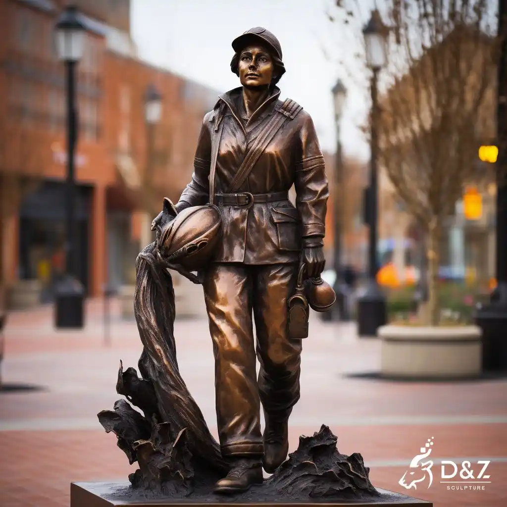 Life-size Bronze Female Firefighter Statue for Sale DZN193-6 Life-size Bronze Female Firefighter Statue for Sale DZN193-6