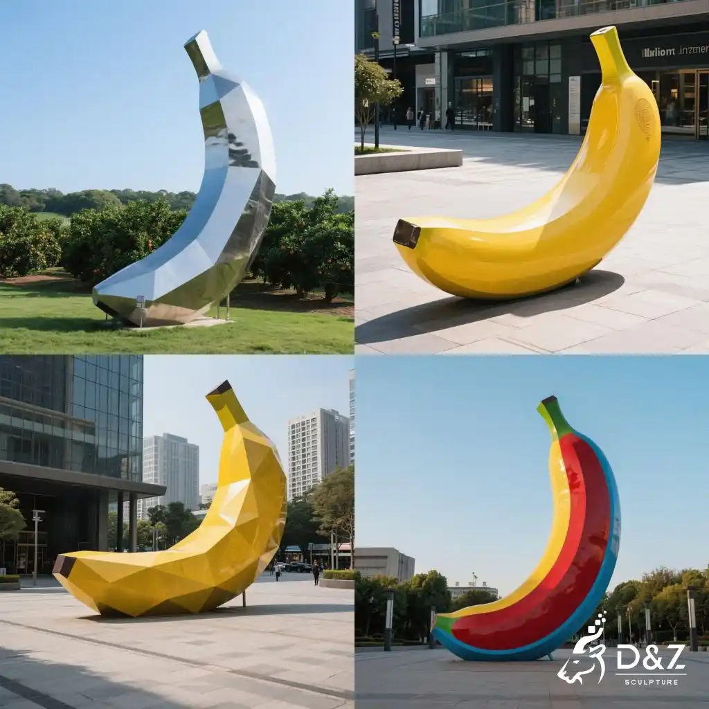 Metal Giant Banana Sculpture | Outdoor Geometric Fruit Decor DZN196 Metal Giant Banana Sculpture | Outdoor Geometric Fruit Decor DZN196-6