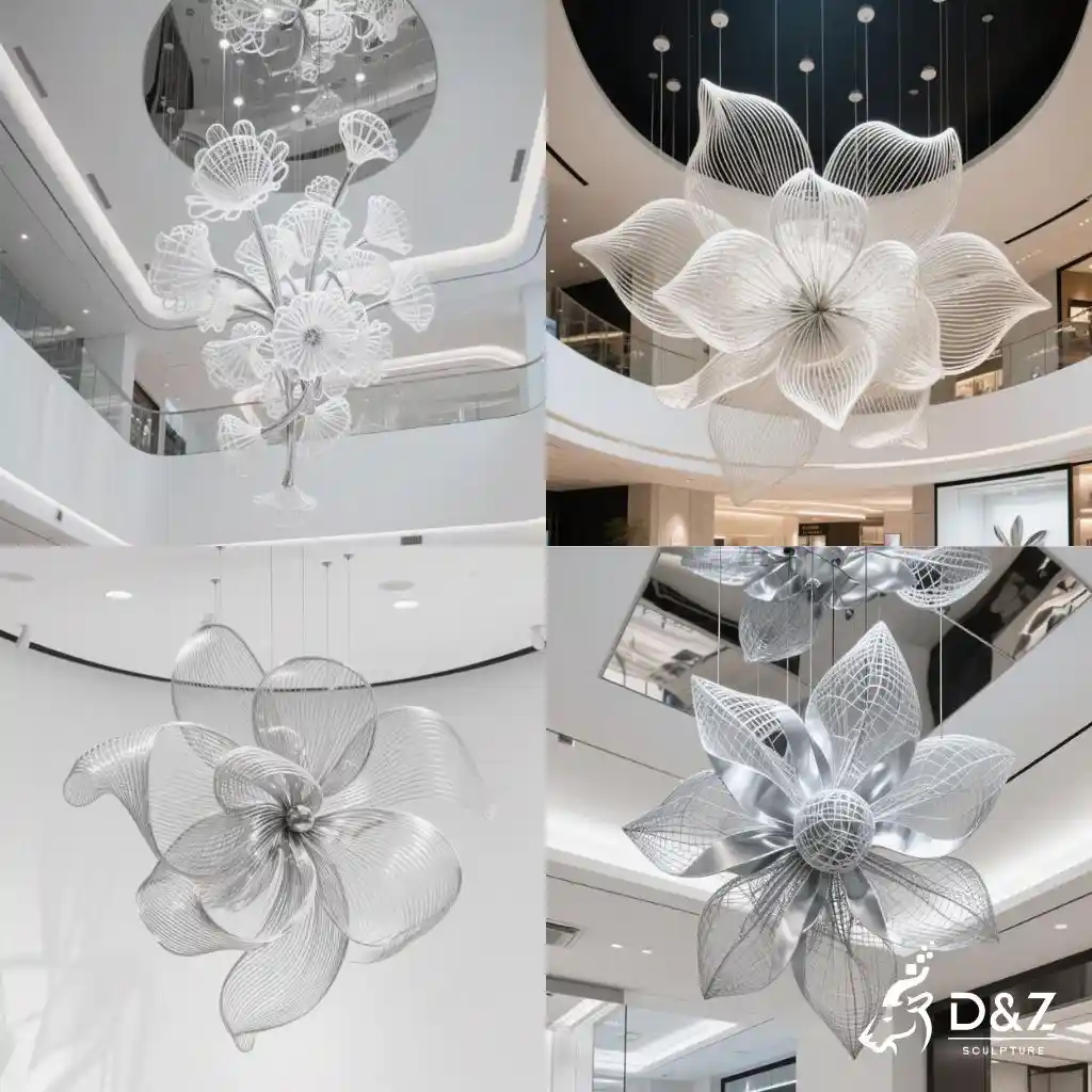 Large Wire Flower Sculpture | Modern Hanging Floral Art DZN232 Large Wire Flower Sculpture | Modern Hanging Floral Art DZN232-7