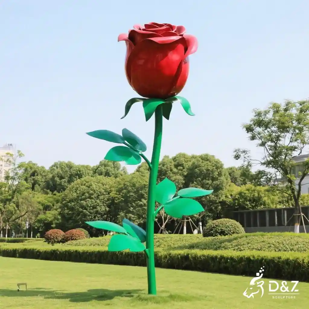 Metal Flower Rose Sculpture - Outdoor Floral Art DZN200-7
