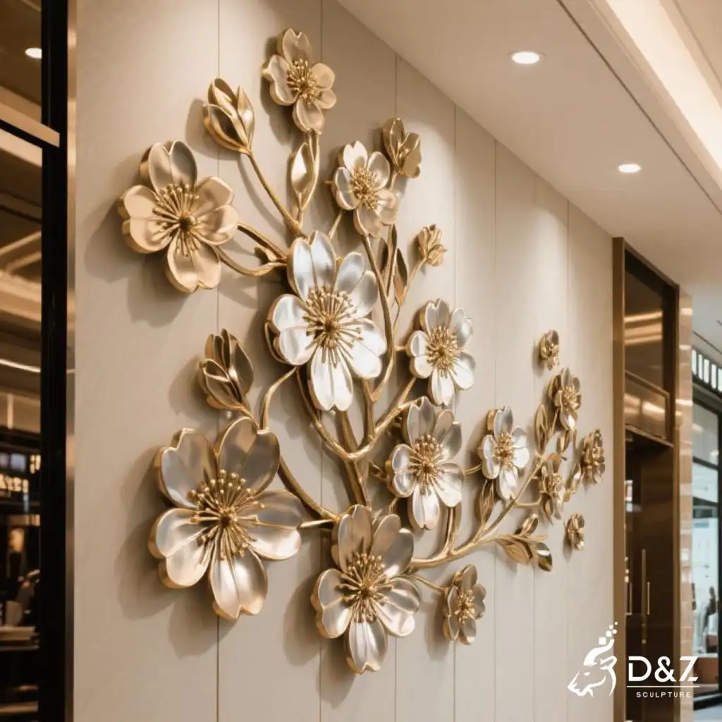 Cherry Blossom Wall Sculpture - Elegant Floral Metal Art DZN213 Cherry Blossom Wall Sculpture - Elegant Floral Metal Art DZN213-1