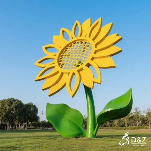 Geometric Metal Sunflower Garden Sculpture for Sale DZN221-6