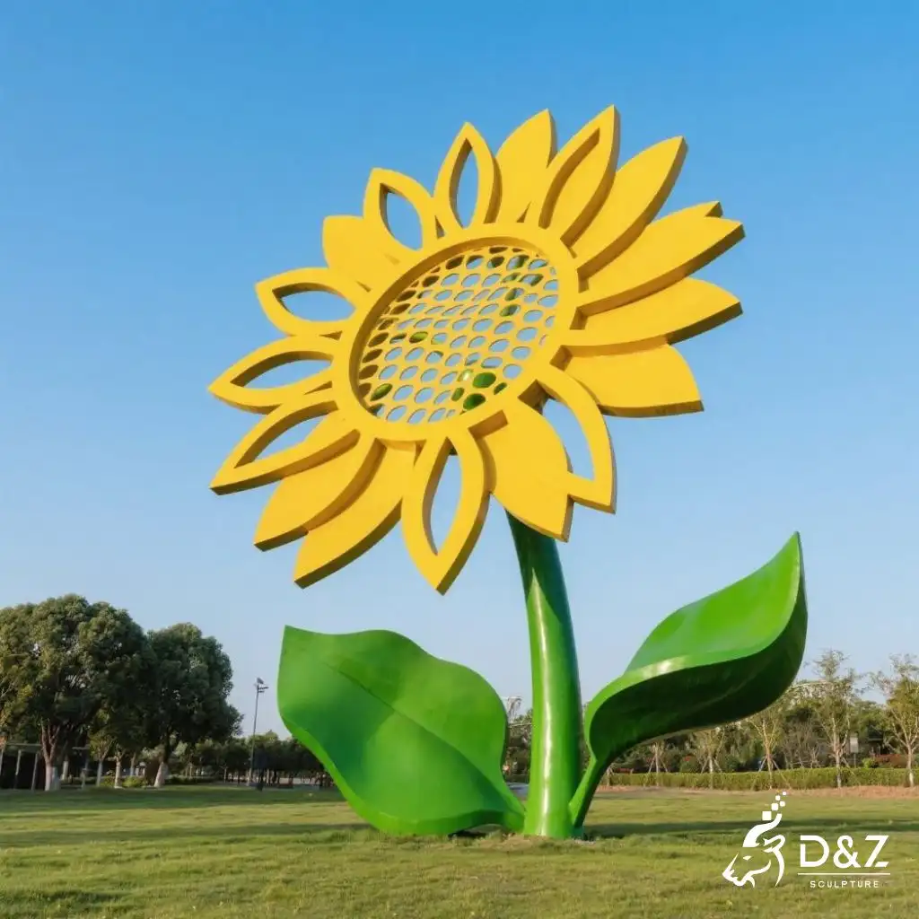 Geometric Metal Sunflower Garden Sculpture for Sale DZN221-6