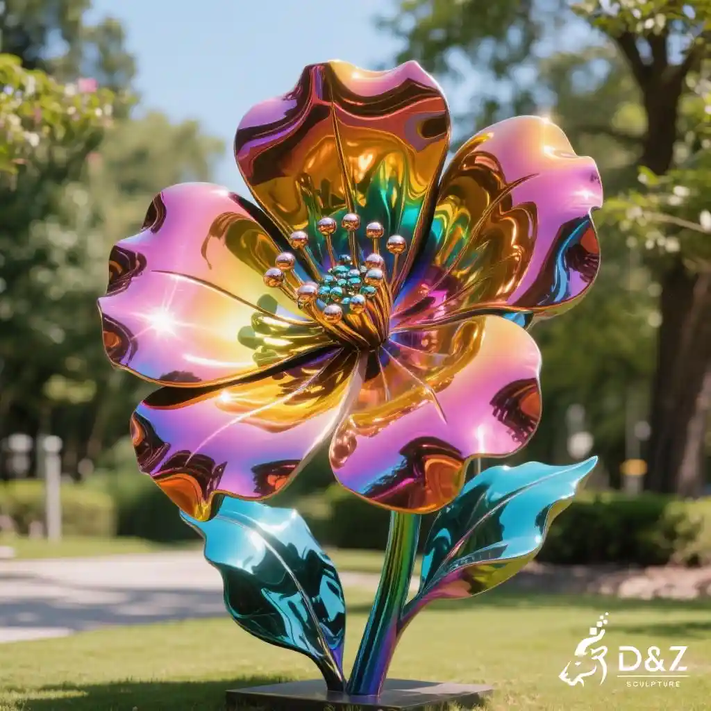 Large Hibiscus Flower Sculpture | Outdoor Metal Flower Art DZN204