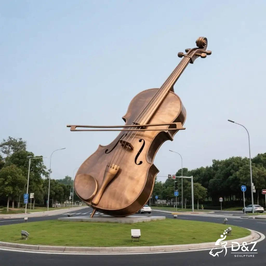 Large Metal Violin Sculpture | Urban Landscape Art DZN245-2 Large Metal Violin Sculpture | Urban Landscape Art DZN245-2
