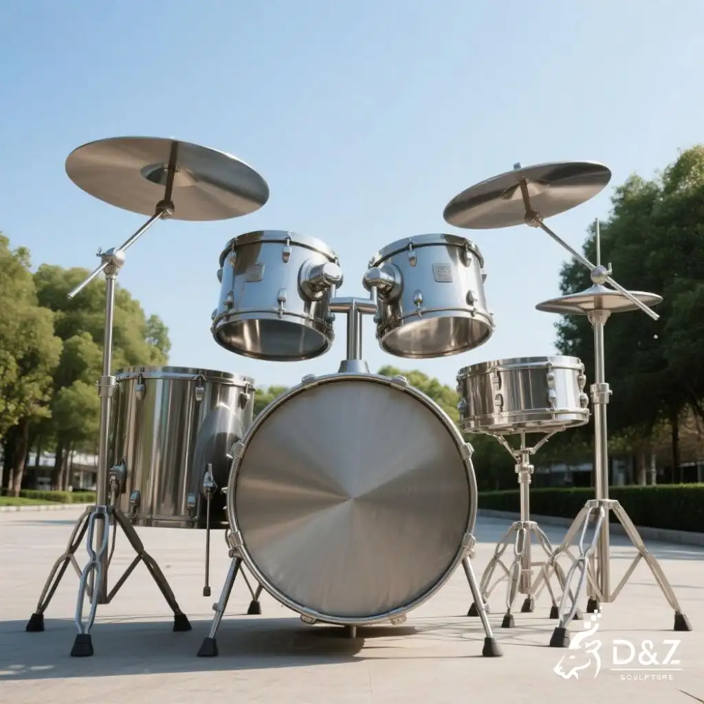 Large Metal Drum Set Sculpture | Outdoor Musical Instrument DZN198 Large Metal Drum Set Sculpture | Outdoor Musical Instrument DZN198-3