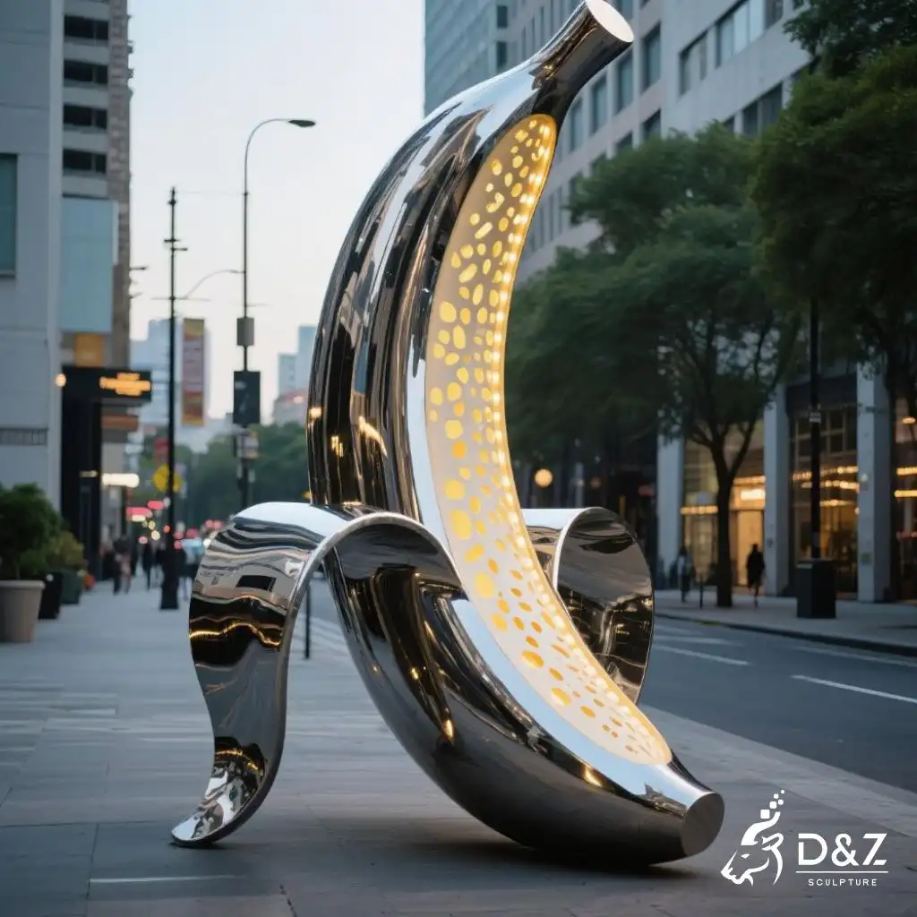 Metal Giant Banana Sculpture | Outdoor Geometric Fruit Decor DZN196 Metal Giant Banana Sculpture | Outdoor Geometric Fruit Decor DZN196-7