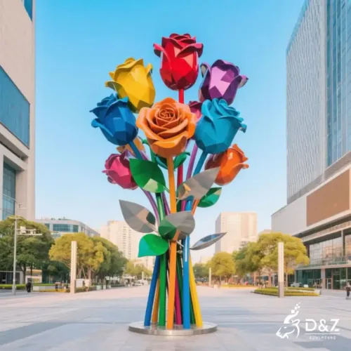 Cluster Eternity Rose Sculpture | Outdoor Metal Flower Art DZN202 Cluster Eternity Rose Sculpture | Outdoor Metal Flower Art DZN202-7