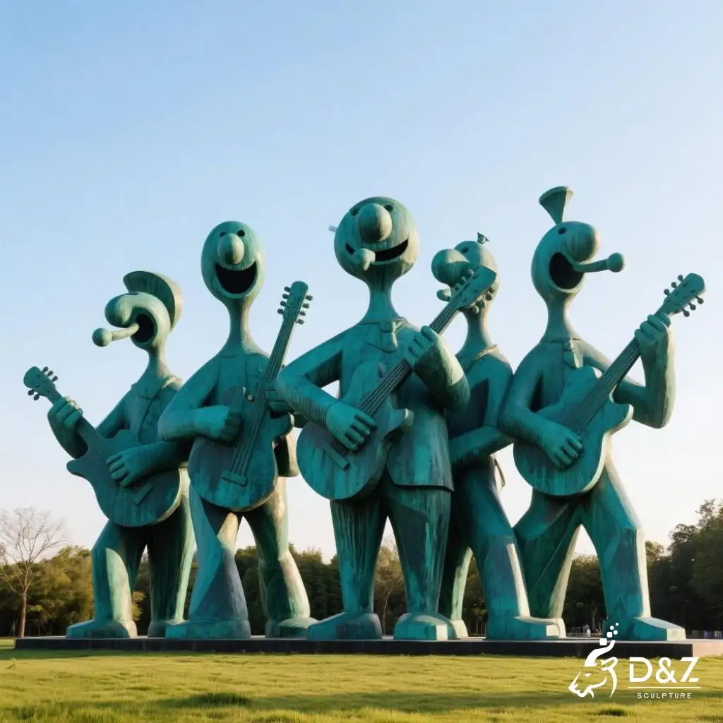 Large Bronze Funny Musician Statue | Outdoor Band Art DZN189-7