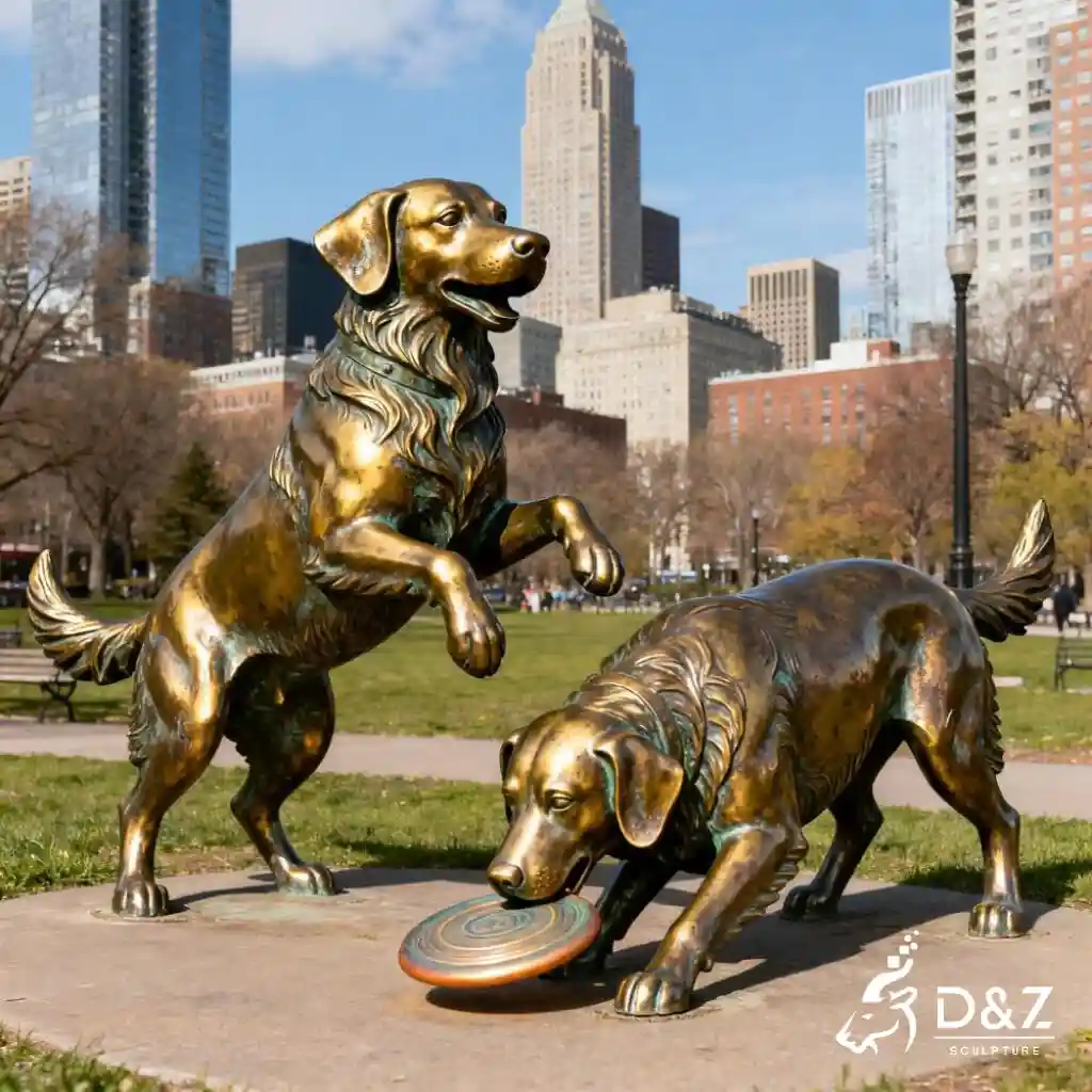 Bronze Golden Retriever Statue Dog Memorial Art DZN289-1