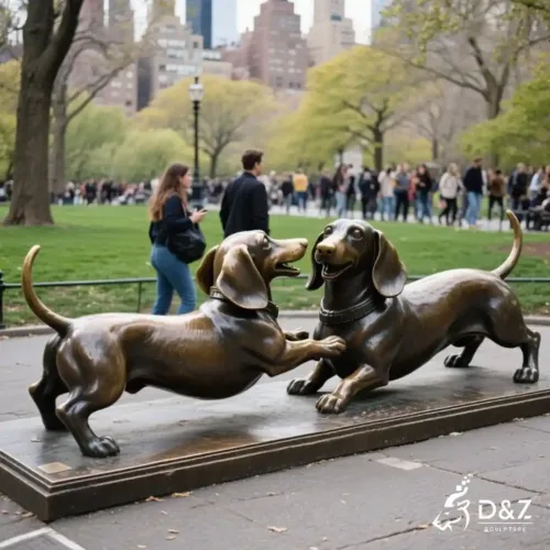 Bronze Dachshund Statue - Custom Art Dog Statues DZN263-1