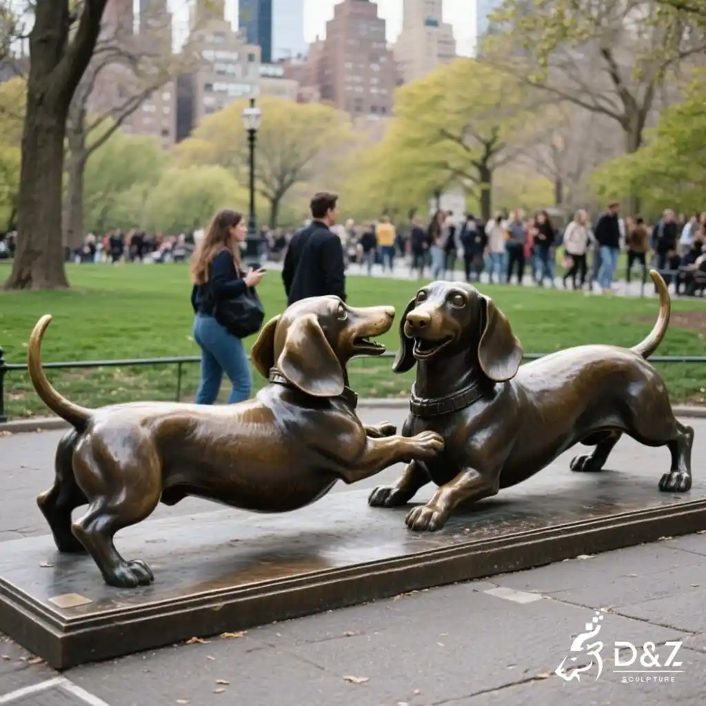 Bronze Dachshund Statue - Custom Art Dog Statues DZN263-1