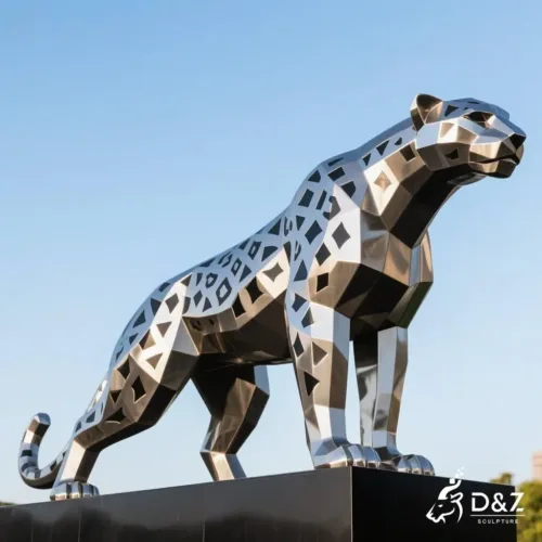 Geometric Leopard Sculpture for Sale | Metal Animal Art DZN271-1