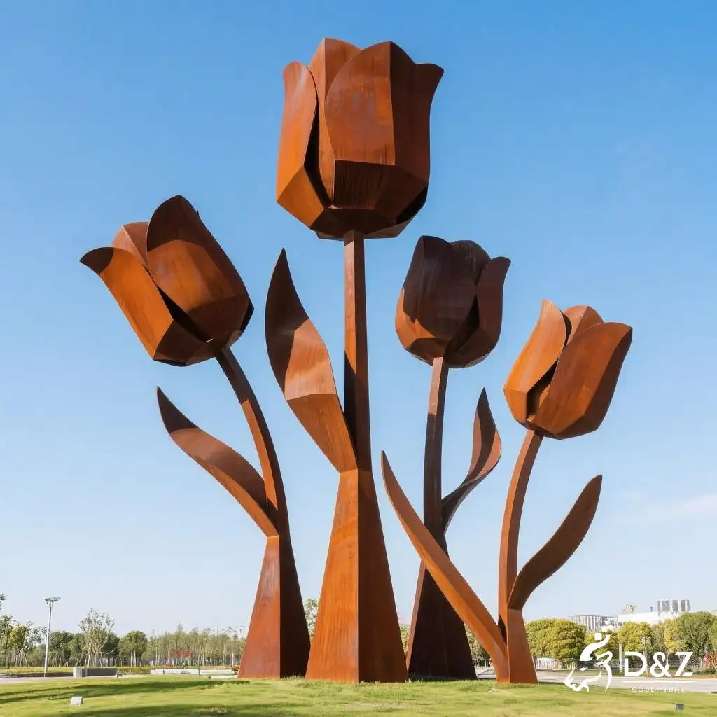 10 Large Metal Flower Sculptures for Outdoor Landmarks 3