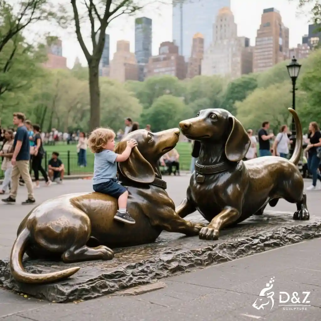Bronze Dachshund Statue - Custom Art Dog Statues DZN263-2 Bronze Dachshund Statue - Custom Art Dog Statues DZN263-2
