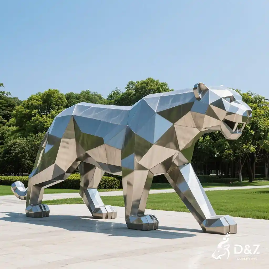 Geometric Leopard Sculpture for Sale | Metal Animal Art DZN271-2