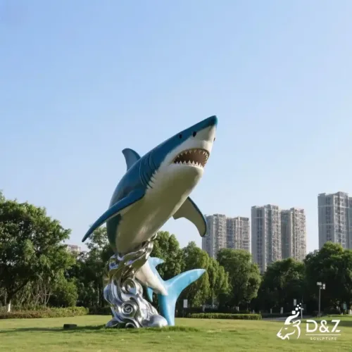 Large Metal Shark Sculpture | Outdoor Animal Art DZN260-2